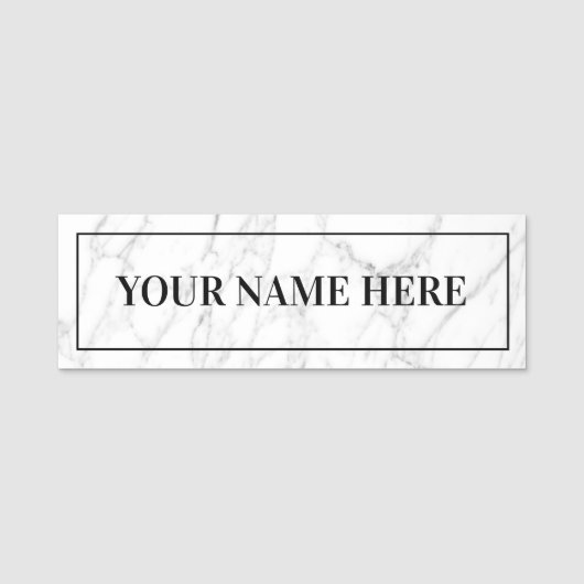 Witte marmer kantoor name badge pin back label (Voorkant)