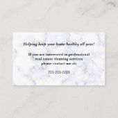 Witte marmer Kijk naar Home Cleaning Visitekaartje (Achterkant)