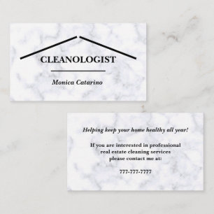 Witte marmer Kijk naar Home Cleaning Visitekaartje