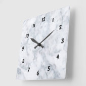 Witte marmer Kijk naar zwarte cijfers Vierkante Klok (Hoek)