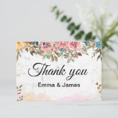 Witte Marmer Kleurrijk Creatief Aquarel Bedankkaart (Staand voorkant)
