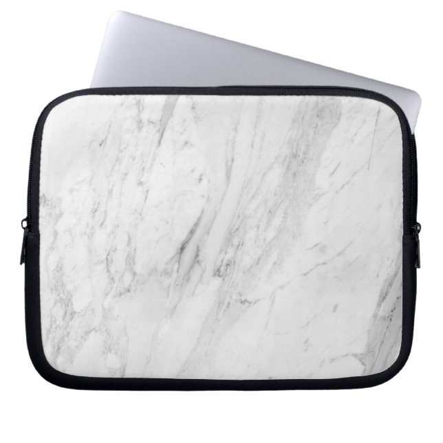 Witte marmer laptop sleeve (Voorkant)