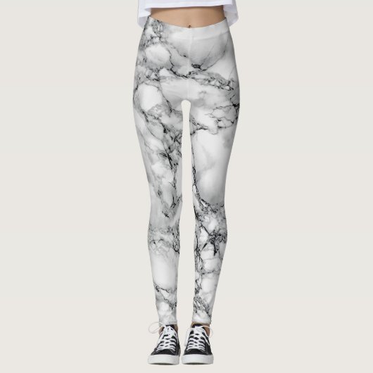 Witte marmer Leggings (Voorkant)