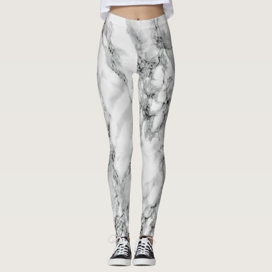 Witte marmer Leggings (Voorkant)