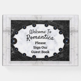 Witte marmer Lijst zwarte bollen Gastenboek