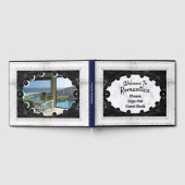 Witte marmer Lijst zwarte bollen Gastenboek (Volledig)