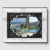 Witte marmer Lijst zwarte bollen Gastenboek (Achterkant)