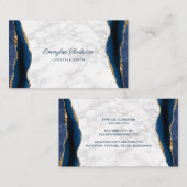 Witte marmer met Blauwe Goud Agate Visitekaartje (Voorkant / Achterkant)