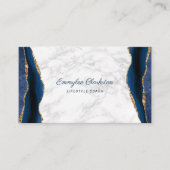 Witte marmer met Blauwe Goud Agate Visitekaartje (Voorkant)