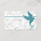 Witte marmer met Blauwgroen Glitter Hummingbird El Visitekaartje (Achterkant)