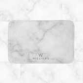Witte marmer met gepersonaliseerd monogram en naam badmat