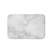 Witte marmer met gepersonaliseerd monogram en naam badmat (Voorkant)
