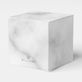 Witte marmer met gepersonaliseerd monogram en naam bedankdoosjes (Voorkant Zijde)