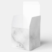 Witte marmer met gepersonaliseerd monogram en naam bedankdoosjes (Geopend)