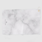 Witte marmer met gepersonaliseerd monogram en naam golfhanddoek (Horizontaal)