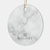 Witte marmer met gepersonaliseerd monogram en naam keramisch ornament (Links)
