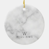 Witte marmer met gepersonaliseerd monogram en naam keramisch ornament (Achterkant)
