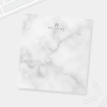 Witte marmer met gepersonaliseerd monogram en naam notitieblok<br><div class="desc">Voeg een aanraking van unieke stijl aan uw bureau toe met dit Classy Elegant White Marble Pattern Notitieblok met monogram en naam in grijze moderne sans serif lettertypestijl op witte marmerachtergrond.</div>