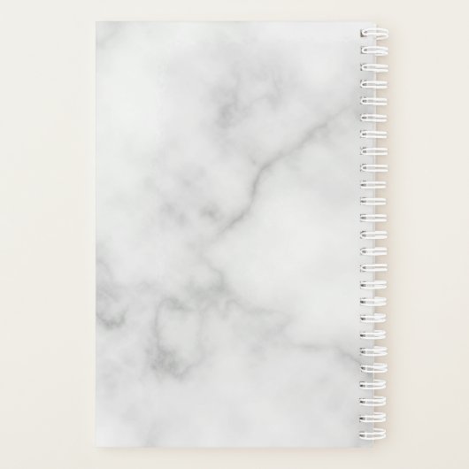 Witte marmer met gepersonaliseerd monogram en naam planner (Achterkant)