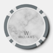 Witte marmer met gepersonaliseerd monogram en naam poker chips (Achterkant)