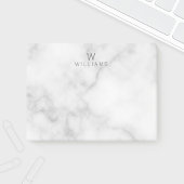 Witte marmer met gepersonaliseerd monogram en naam post-it® notes