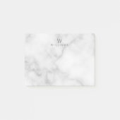 Witte marmer met gepersonaliseerd monogram en naam post-it® notes (Voorkant)