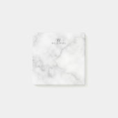Witte marmer met gepersonaliseerd monogram en naam post-it® notes (Voorkant)