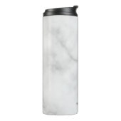 Witte marmer met gepersonaliseerd monogram en naam thermosbeker (Gedraaid links)