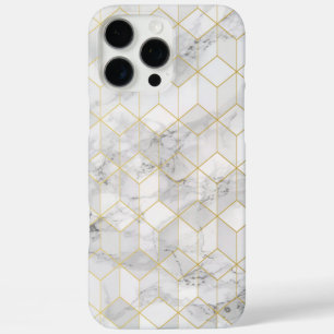 Witte marmer met Gold Cube Pattern iPhone 16 Pro Max Hoesje