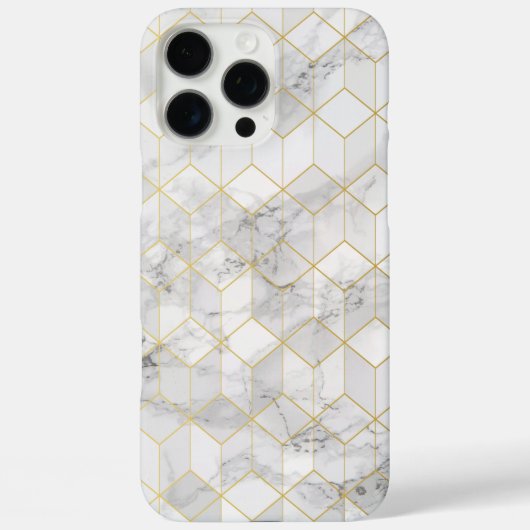 Witte marmer met Gold Cube Pattern Case-Mate iPhone Case (Achterkant)