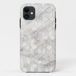 Witte marmer met Gold Cube Pattern Case-Mate iPhone Case