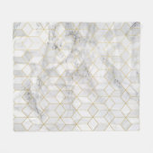 Witte marmer met Gold Cube Pattern Fleece Deken (Voorkant (Horizontaal))