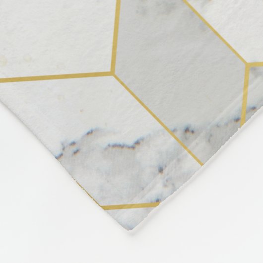 Witte marmer met Gold Cube Pattern Fleece Deken (Hoek)