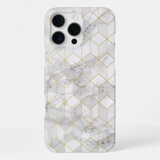 Witte marmer met Gold Cube Pattern iPhone Hoesje (Achterkant)