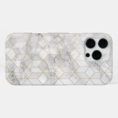 Witte marmer met Gold Cube Pattern iPhone Hoesje (Achterkant horizontaal)