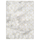 Witte marmer met Gold Cube Pattern Klembord (Achterkant)