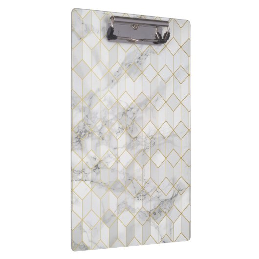 Witte marmer met Gold Cube Pattern Klembord (Rechts)