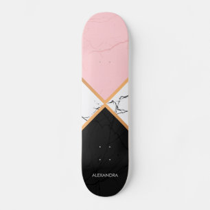 Witte marmer met gouden lijnen persoonlijk skateboard