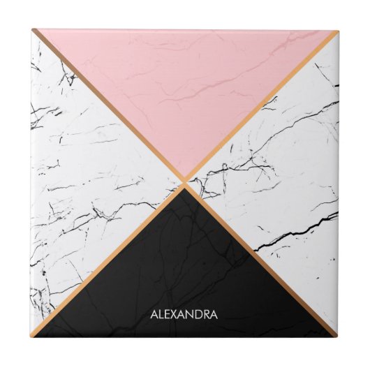 Witte marmer met gouden lijnen tegeltje (Voorkant)