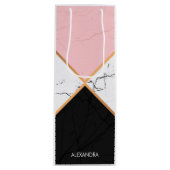 Witte marmer met gouden lijnen wijn cadeautas (Voorkant)