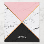 Witte marmer met gouden lijnen wijn etiket (Enkel label)