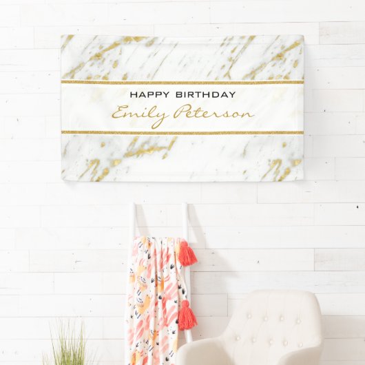 Witte marmer met goudglitter spandoek (Insitu)