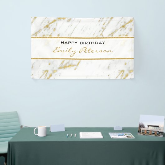 Witte marmer met goudglitter spandoek (Beurs)