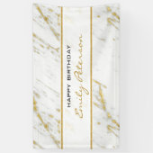 Witte marmer met goudglitter spandoek (Verticaal)