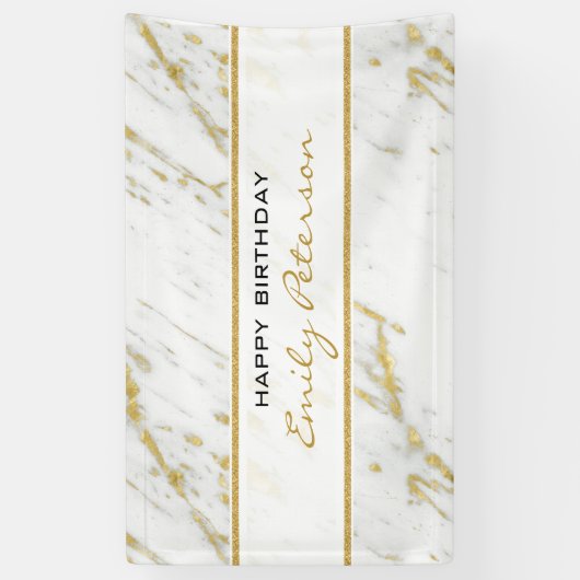 Witte marmer met goudglitter spandoek (Verticaal)