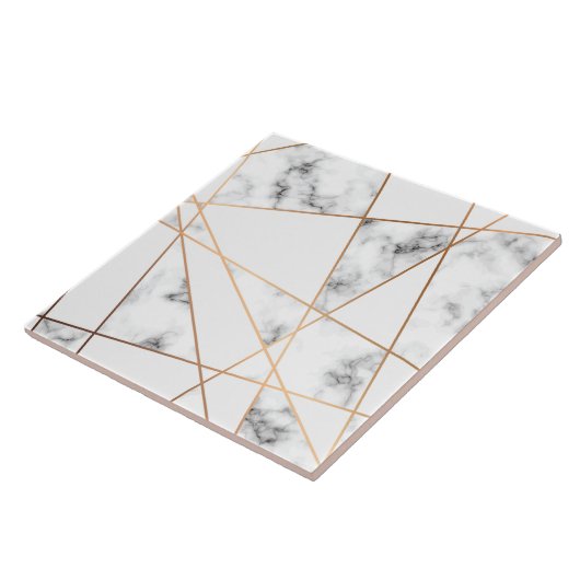 Witte marmer met goudlijnen  tegeltje (Zijkant)