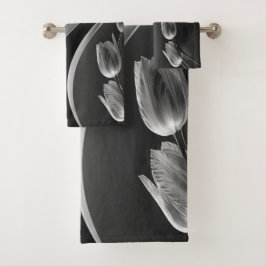 Witte marmer met grijze onderbelichte tulpen bad handdoek