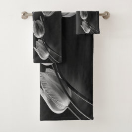 Witte marmer met grijze onderbelichte tulpen bad handdoek