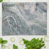 Witte marmer met keuken in Pearl, paars en goud Theedoek (Gevouwen)