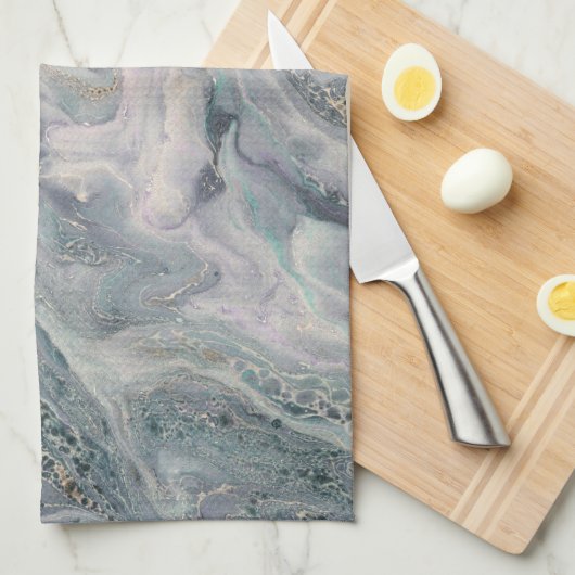 Witte marmer met keuken in Pearl, paars en goud Theedoek (Quarter Fold)